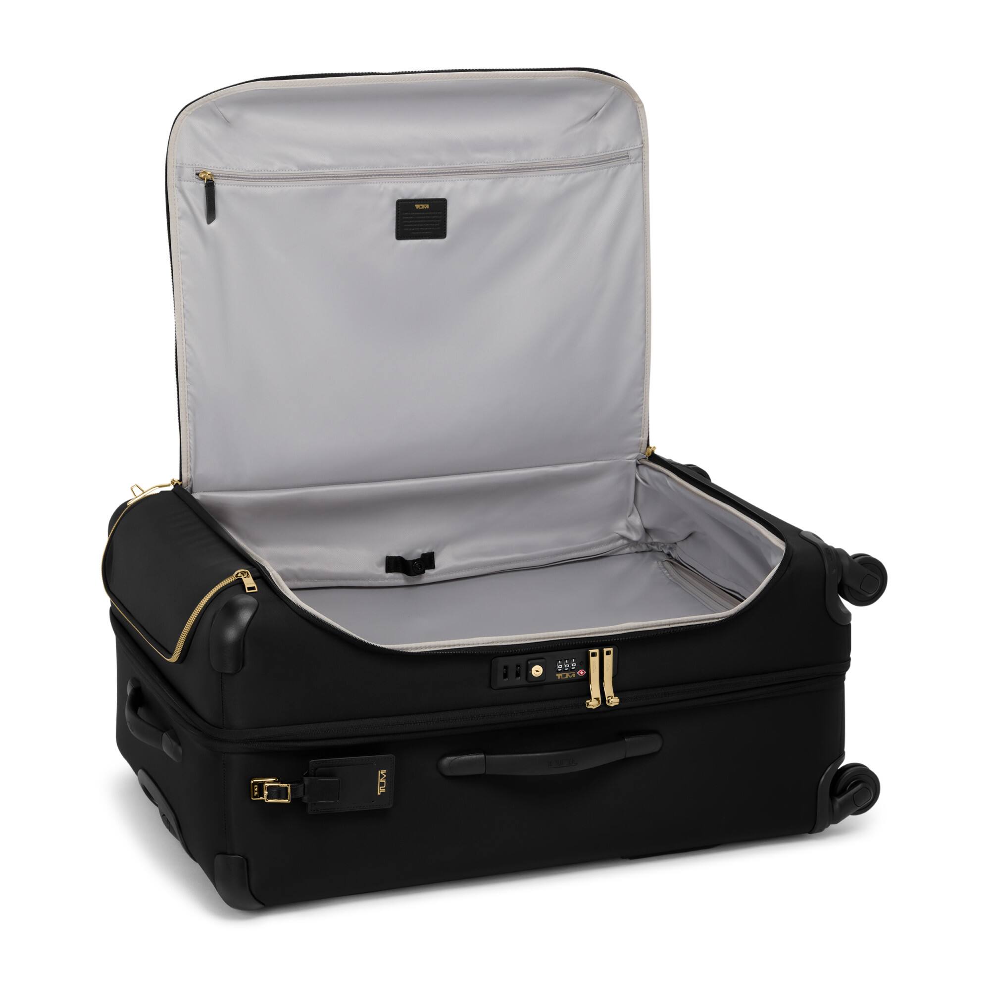 Angle. TUMI - Voyageur Travel Leger Short Trip 26" Expandable Packing Case Suitcase - Black with Gold.