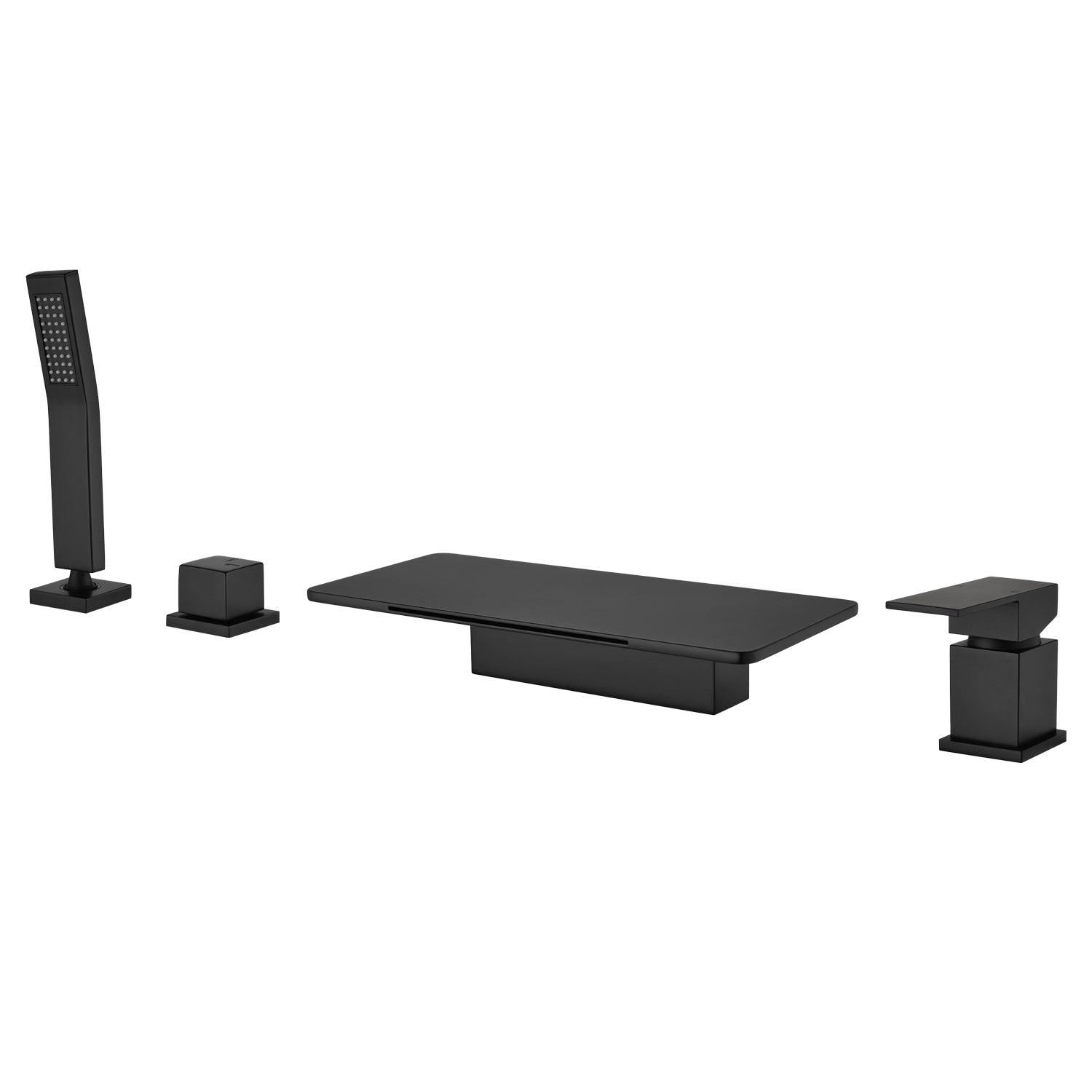 Alt View 1. Boyel Living - 11.2 in.W Black Rectangle Bathtub Faucet Hot Cold Control Waterfall Spout Handheld Shower High Capacity - Matte Black.