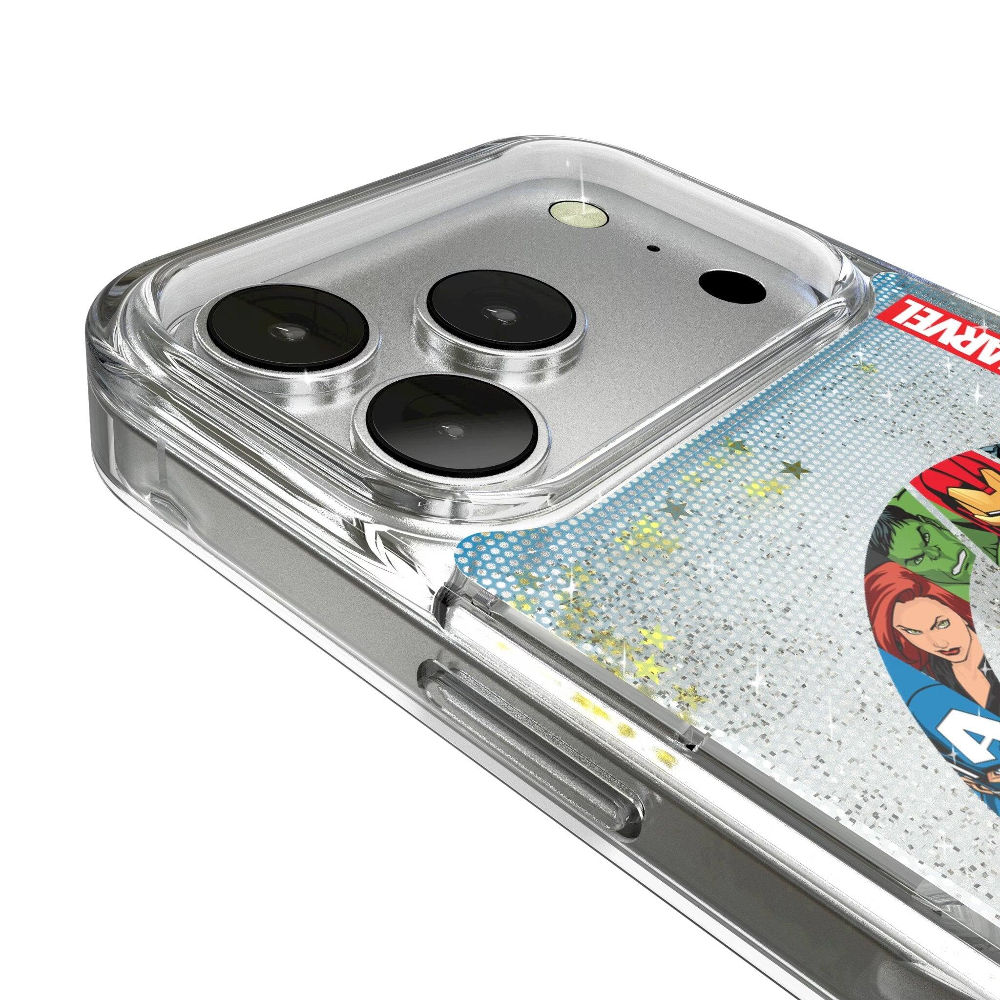 Left. Keyscaper - Marvel Grid Glitter Phone Case - Apple iPhone 17 Pro - Avengers.