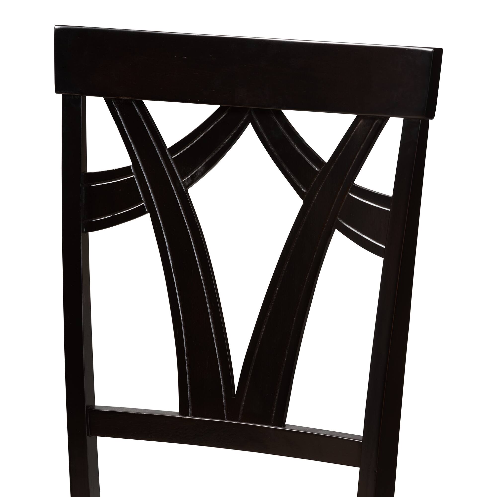 Back. Baxton Studio - Set of 2 Sylvia Modern and Contemporary Fabric Upholstered and Espresso Finished Dining Chairs - Sand/Espresso Brown.