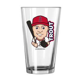 Logo Brands - Mike Trout Los Angeles Angels 16oz. Emoji Pint Glass - Multicolor