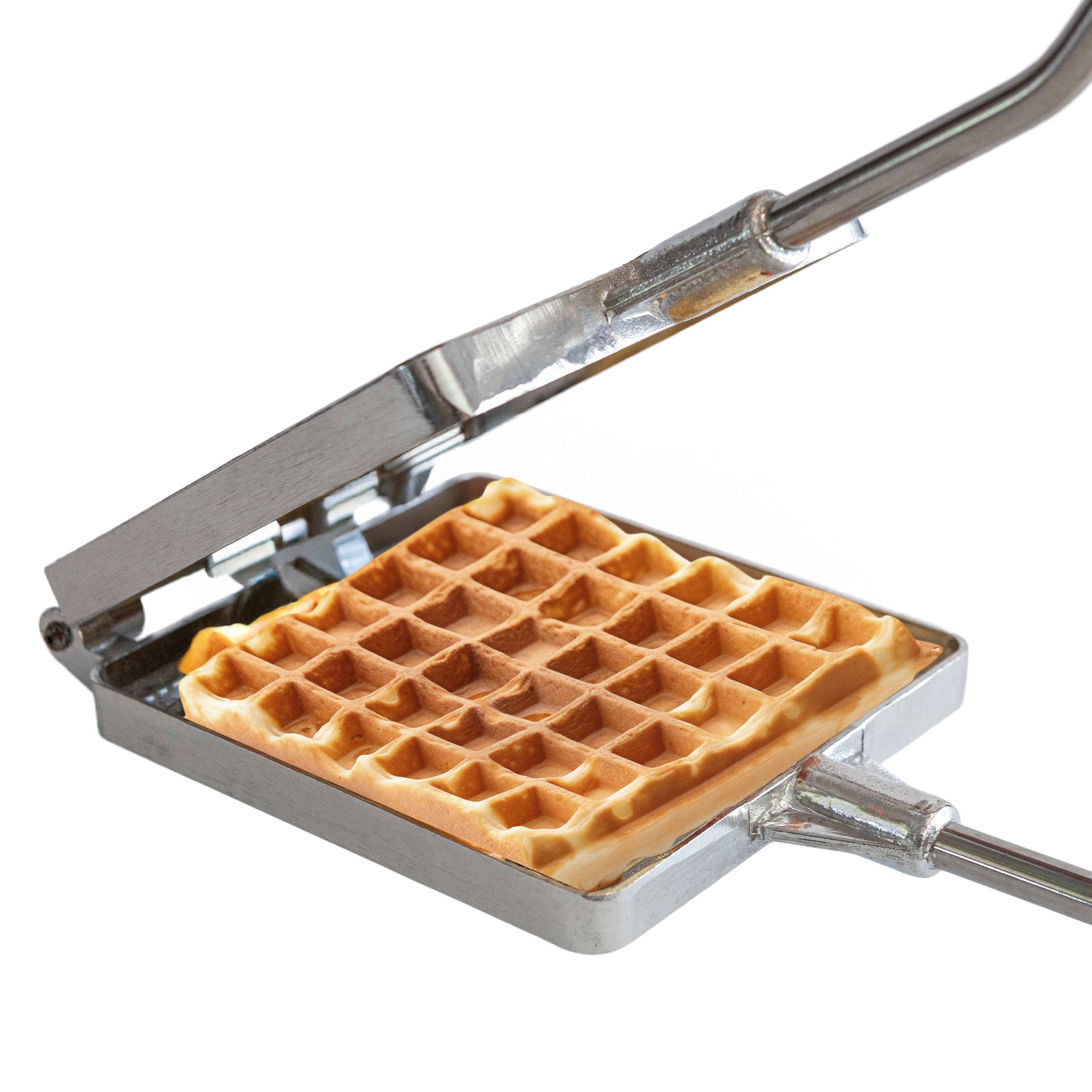 Alt View 7. Kings County Tools - 10in Waffle Maker with Handles - Silver and Brown.