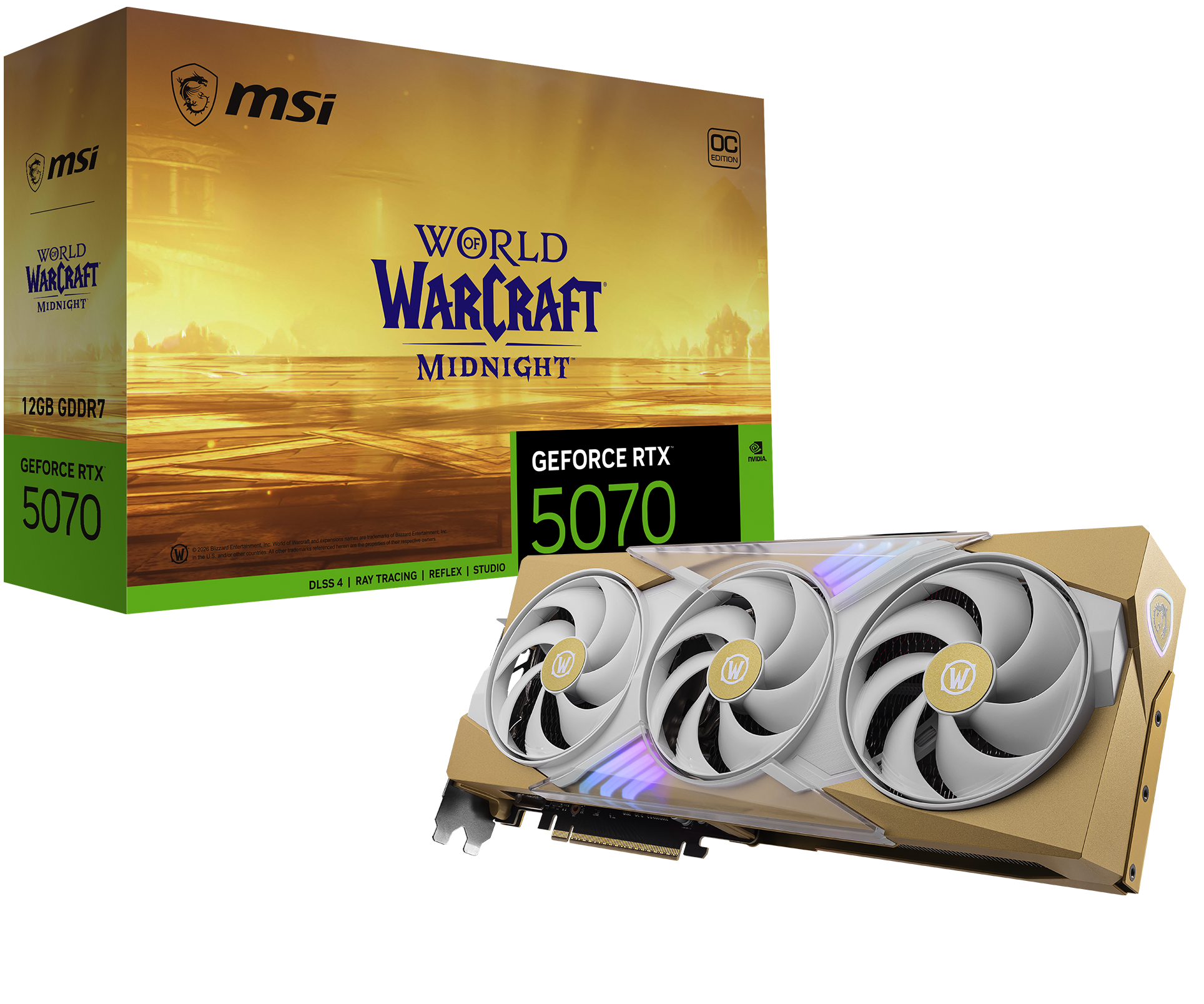 MSI - NVIDIA GeForce RTX 5070 12G World of Warcraft MIDNIGHT LIGHT EDITION OC GDDR7 PCI Express Gen 5 Graphics Card - Tan