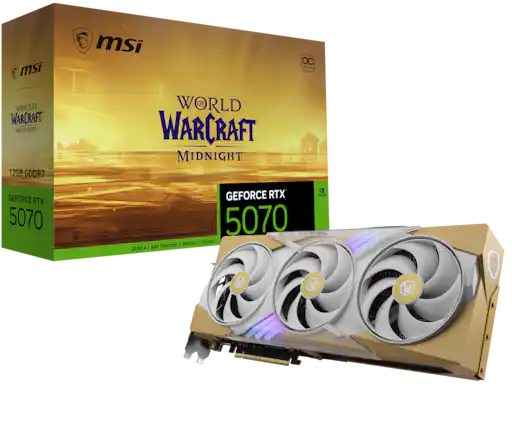 msi WORLD WARCRAFT MIDNIGHT 12GB GDDR7
msi WORLD WARCRAFT MIDNIGHT OC EDITION
GEFORCE RTX 5070
GEFORCE RTX 5070
DLSS 4 | RAY TRACING | REFLEX | STUDIO
