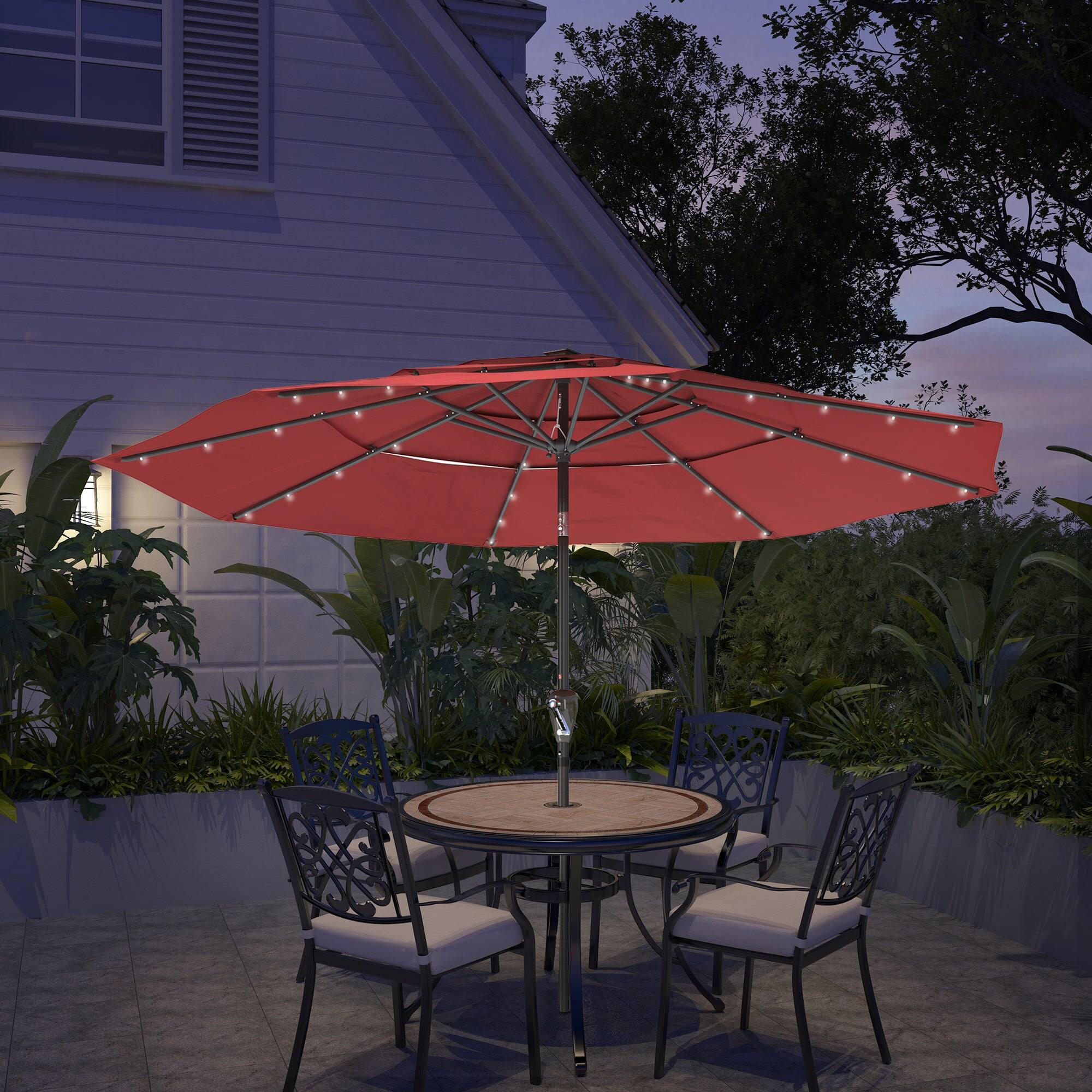 Alt View 3. Boyel Living - Aluminum Patio Market Umbrella Double or Triple Vent with Tilt - Red.