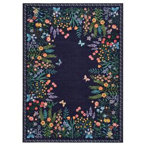 Acekool - Washable 8x10 Area Rugs for Living Room Floral Non-Slip Large Area Rugs for Dining Room Carpet for Bedroom Home - Blue
