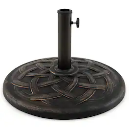 Costway - 22'' Round Umbrella Base Stand Market Patio Standing Outdoor Living Heavy Duty - bronze