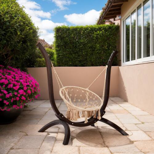 Alt View 7. Winado - 5FT Hammock Chair Stand Only, Heavy Duty Wooden Hammock Stand for Various Hammock Chairs, Indoor Outdoor Garden Yard - Carbonized Brown.