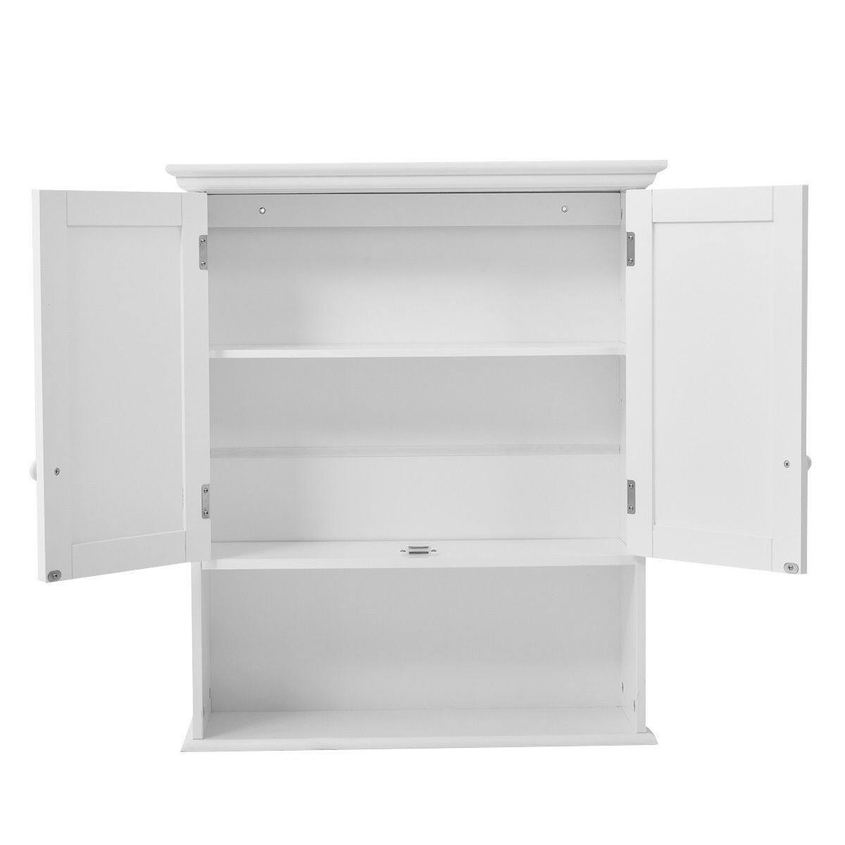 Angle. Hivvago - White Wall Mount Bathroom Cabinet with Storage Shelf - White.