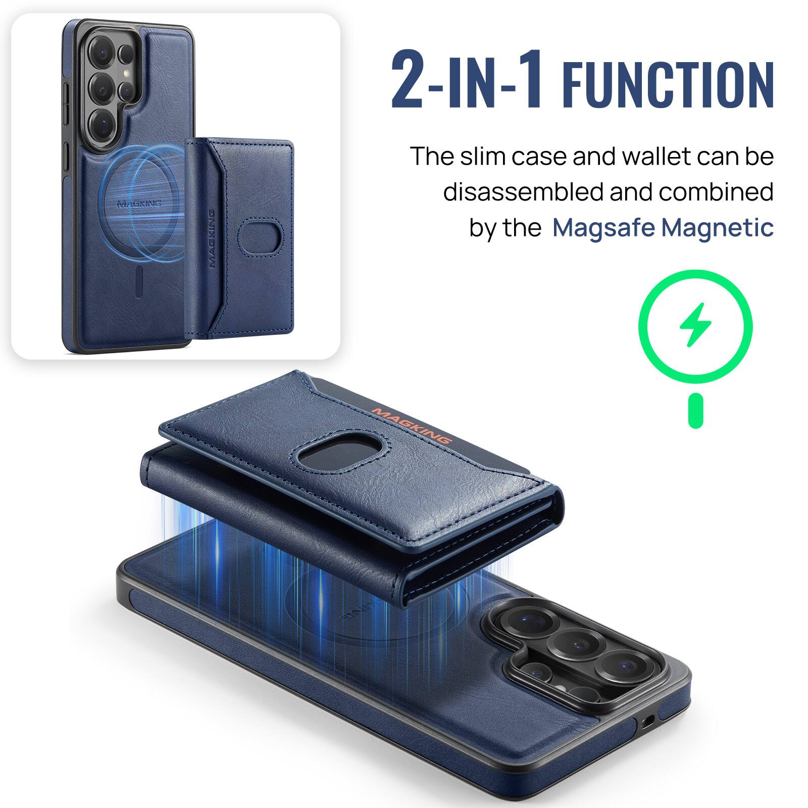 LEKING  
MACKING  
2-IN-1 FUNCTION  
The slim case and wallet can be disassembled and combined by the Magsafe Magnetic