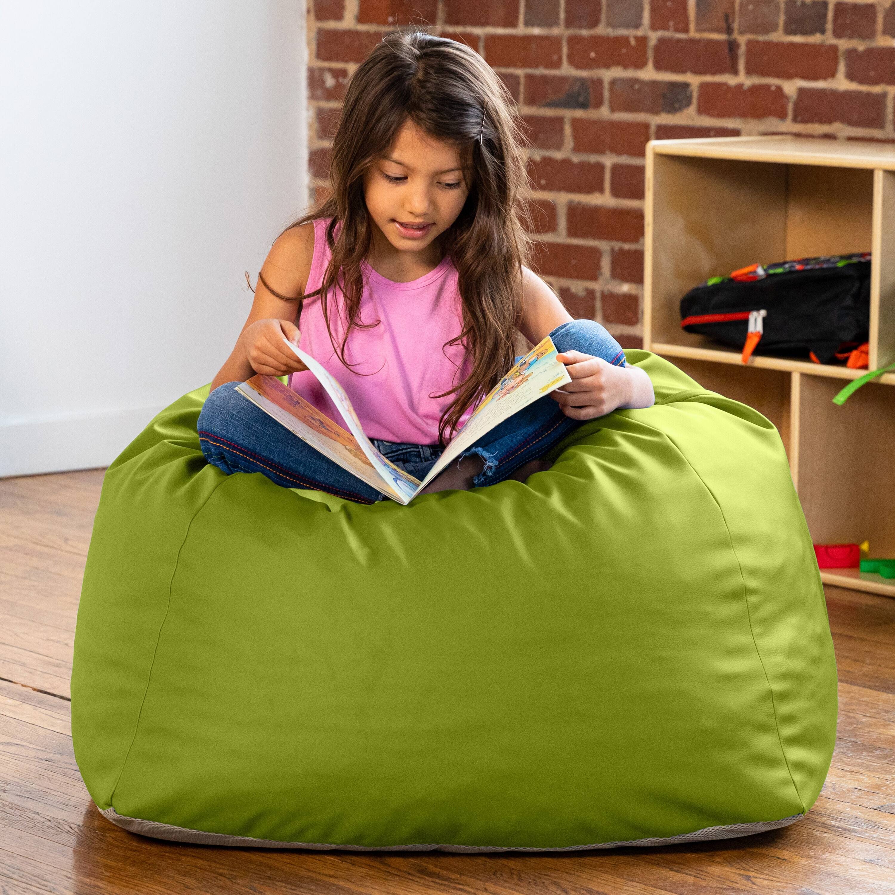 Left. Jaxx - Jaxx Gumdrop Jr. Kids Bean Bag for Early Childhood & Educational Environments, Premium Vinyl - Green - Green.