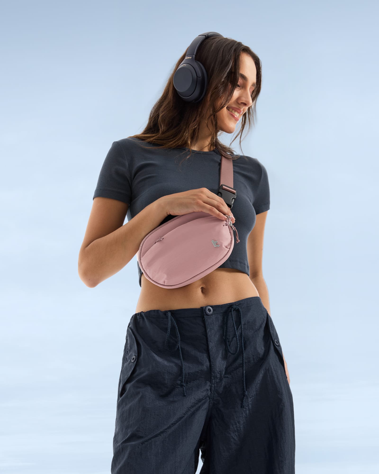 Front. tomtoc - SlingBean-T32 1.5L Sling Bag with RFID Blocking, Belt Bag Fanny Pack Waist Bag Crossbody Bag for Travel, Everyday - Pink.