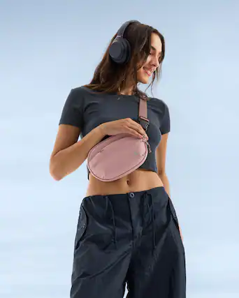 Front. tomtoc - SlingBean-T32 1.5L Sling Bag with RFID Blocking, Belt Bag Fanny Pack Waist Bag Crossbody Bag for Travel, Everyday - Pink.