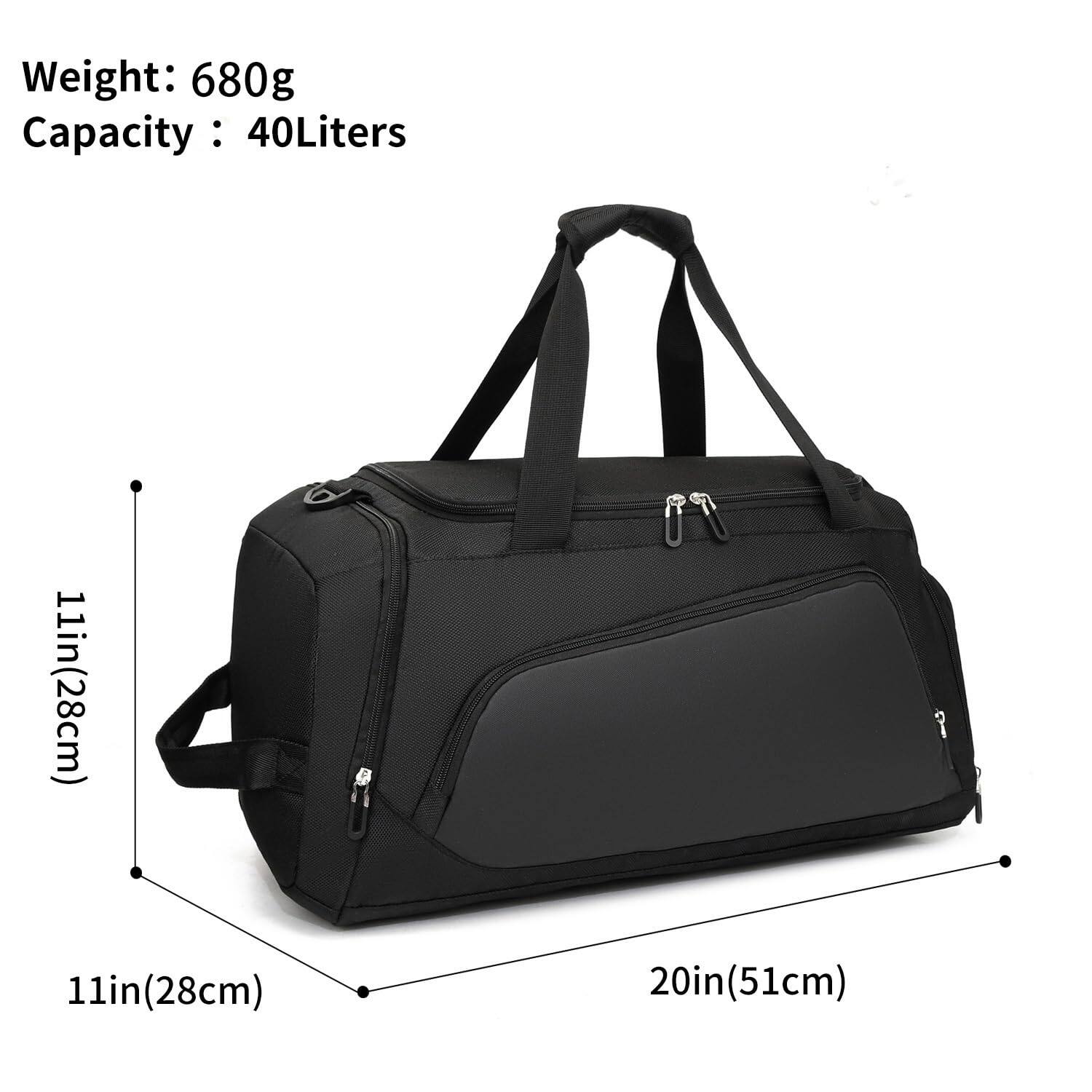 Weight: 680g  
Capacity: 40Liters  

Dimensions:  
- 11in (28cm)  
- 11in (28cm)  
- 20in (51cm)