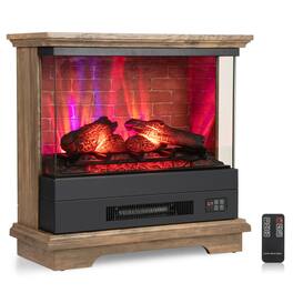 SlickBlue - Freestanding Electric Fireplace with Remote Control for Living Room - Brown