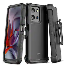 Front. Mybat Pro - MyBat Pro Maverick Series Case with Holster for Motorola Moto G 5G (2025) - Black - Black.