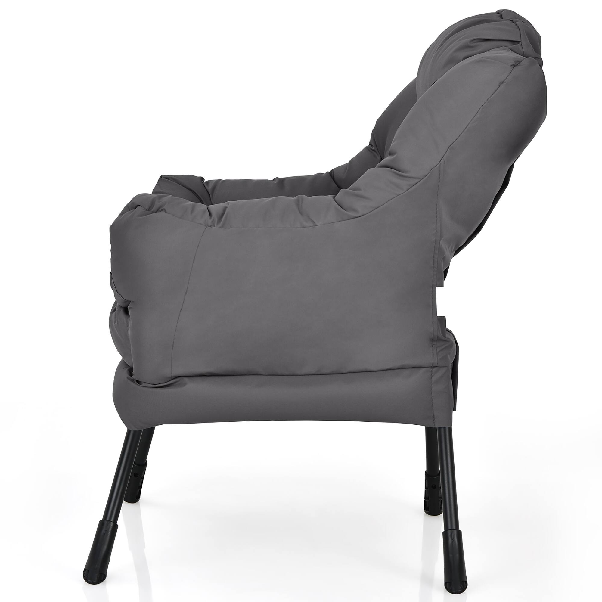 Alt View 17. Costway - Modern Polyester Lazy Sofa Chair with Side Pocket - Grey.