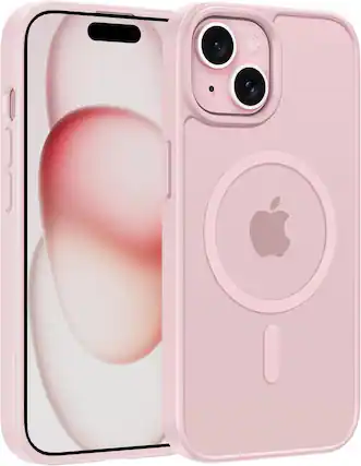 Front. ACJPR - iPhone 15/14/13 Case, Magnetic Frosted Design, Military-Grade Protection (Light Pink) - Light Pink Size: iPhone 15 / iPhone 13/14.