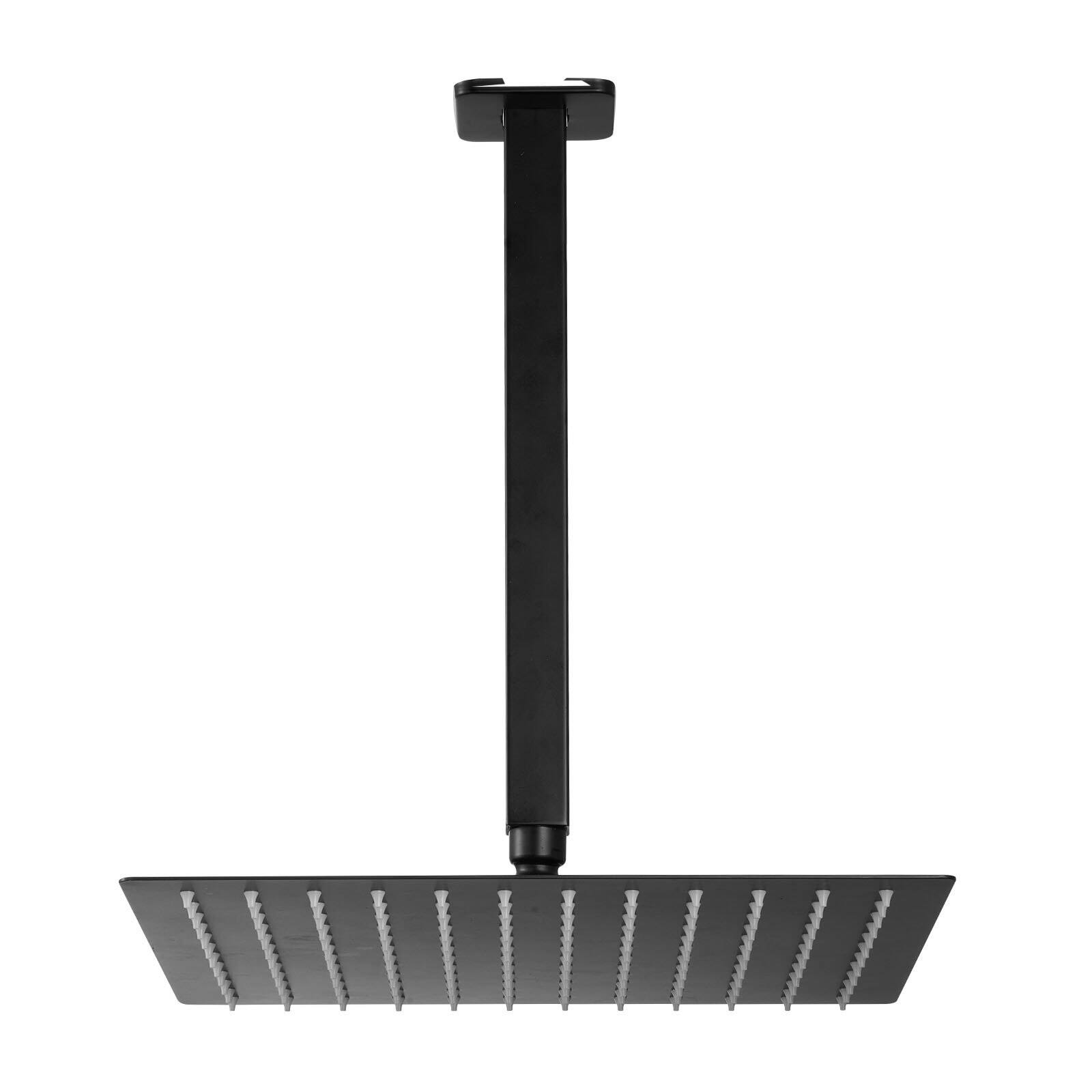 Alt View 10. Glintex - Shower Faucet Set, 10 in Square Rain Shower System with Handheld, Ceiling Mount, Brass Valve and Trim Kit - Matte Black.