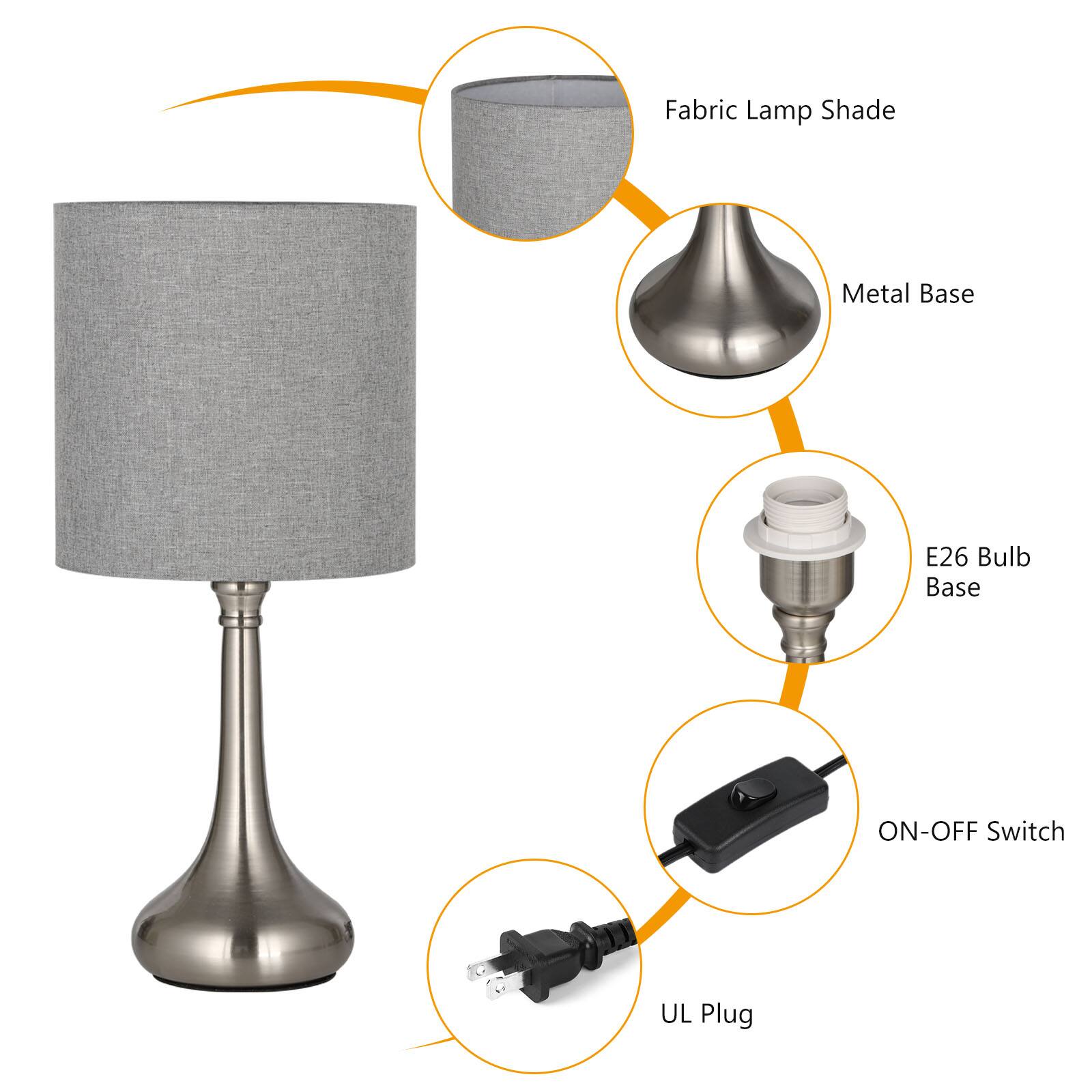 Fabric Lamp Shade  
Metal Base  
E26 Bulb Base  
ON-OFF Switch  
UL Plug