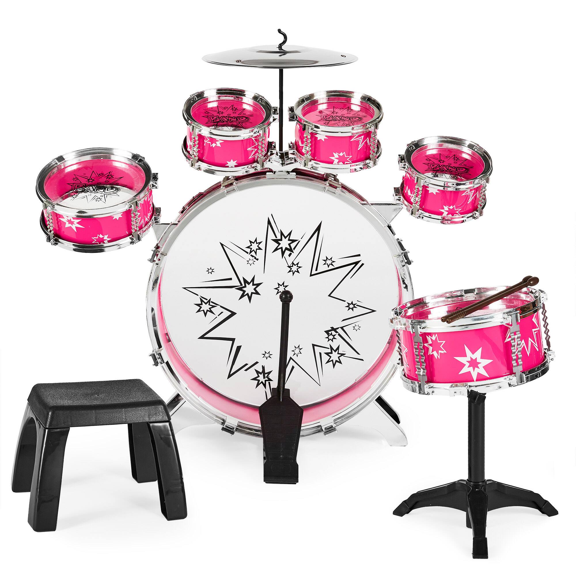 Alt View 2. Best Choice Products - Best Choice Products 11-Piece Kids Starter Drum Set w/ Bass Drum, Tom Drums, Snare, Cymbal, Stool, Drumsticks - Pink - Pink.