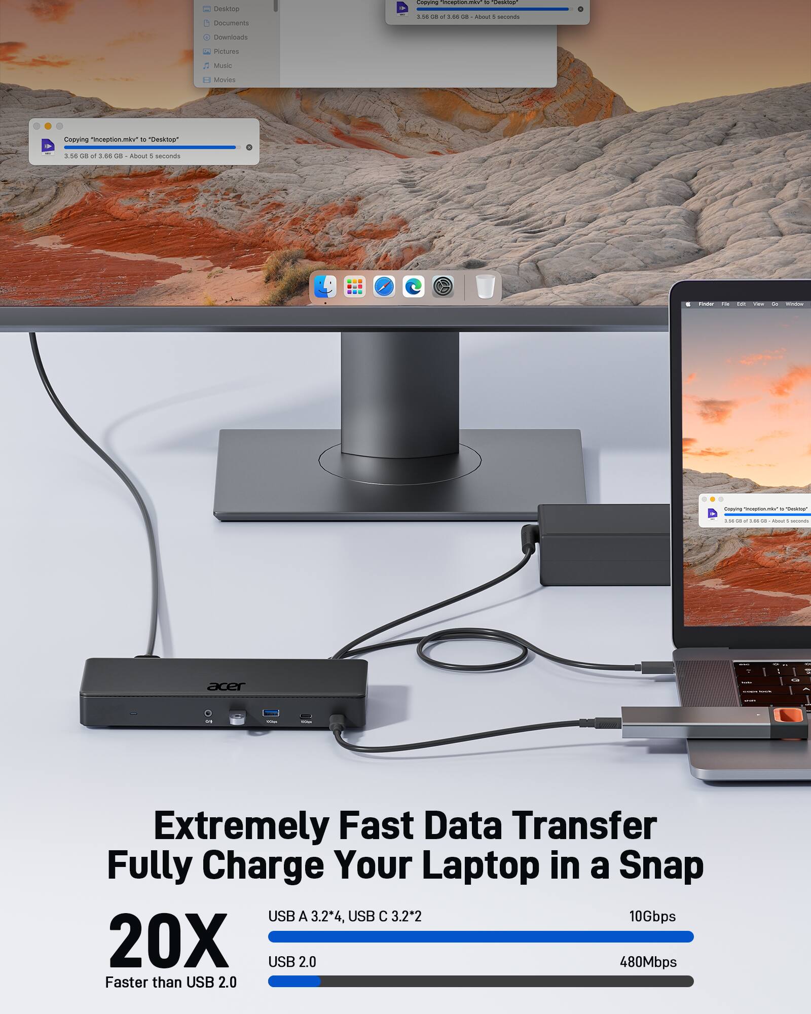Desktop Documents Cigyia Ceadd - Centios 1.58 - - $8 - AUl 1 secunds Downloads Rctures Music Movies Cooying wnnapris.may" - "Desklog" 3 56 d8 of 1.64 - About . secands - - -. I Sepuma - - - - i - - ... - - . - acer : 1 -- Extremely Fast Data Transfer Fully Charge Your Laptop in a Snap USB A 3.2*4, USB C 3.2*2 10Gbps 20X USB 2.0 480Mbps Faster than USB 2.0