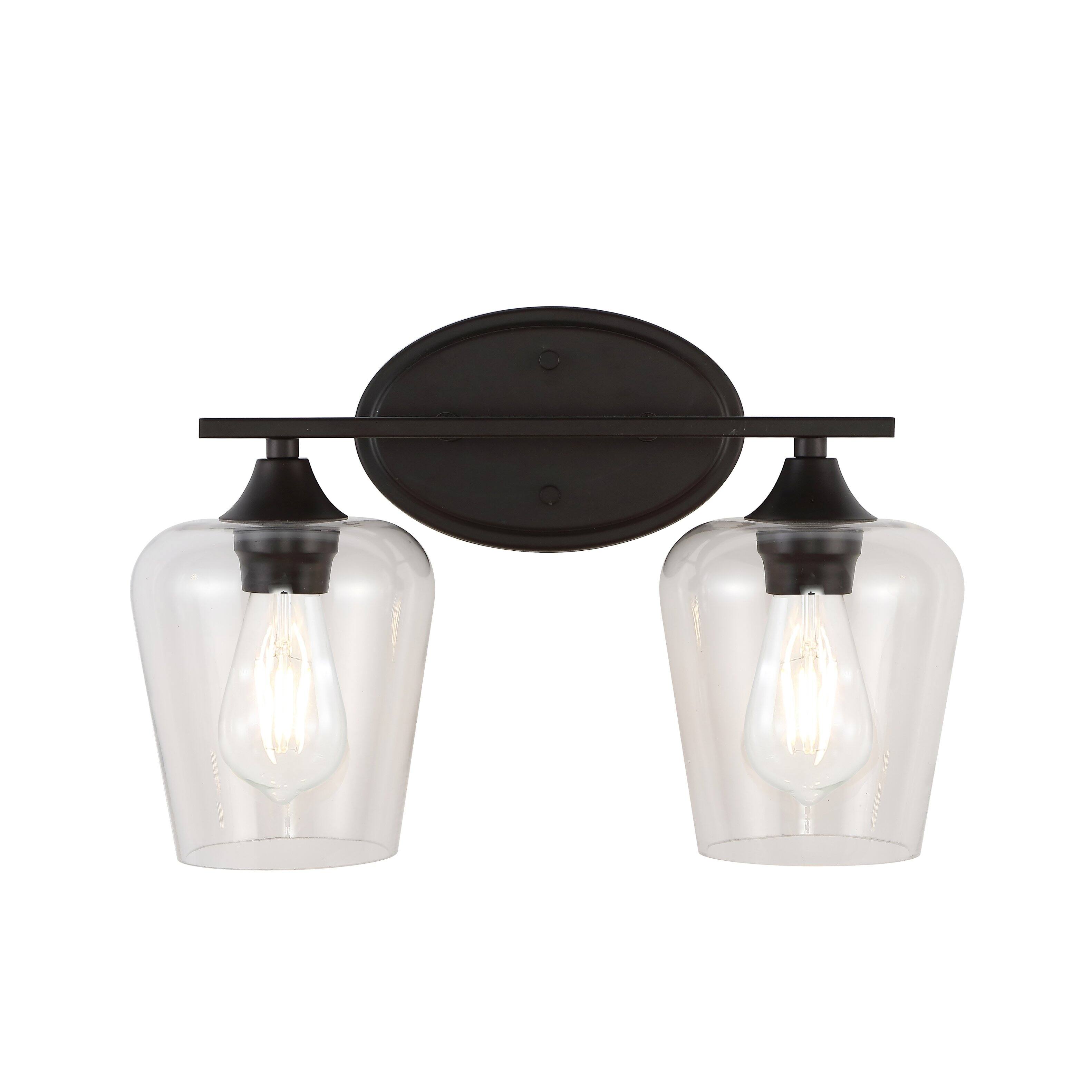 "Jonathan Y - Jayne 15.75"" 2-Light Iron/Seeded Glass Cottage Rustic LED Vanity Light, Oil Rubbed Bronze - Oil-Rubbed Bronze" price history on PriceWatchPro
