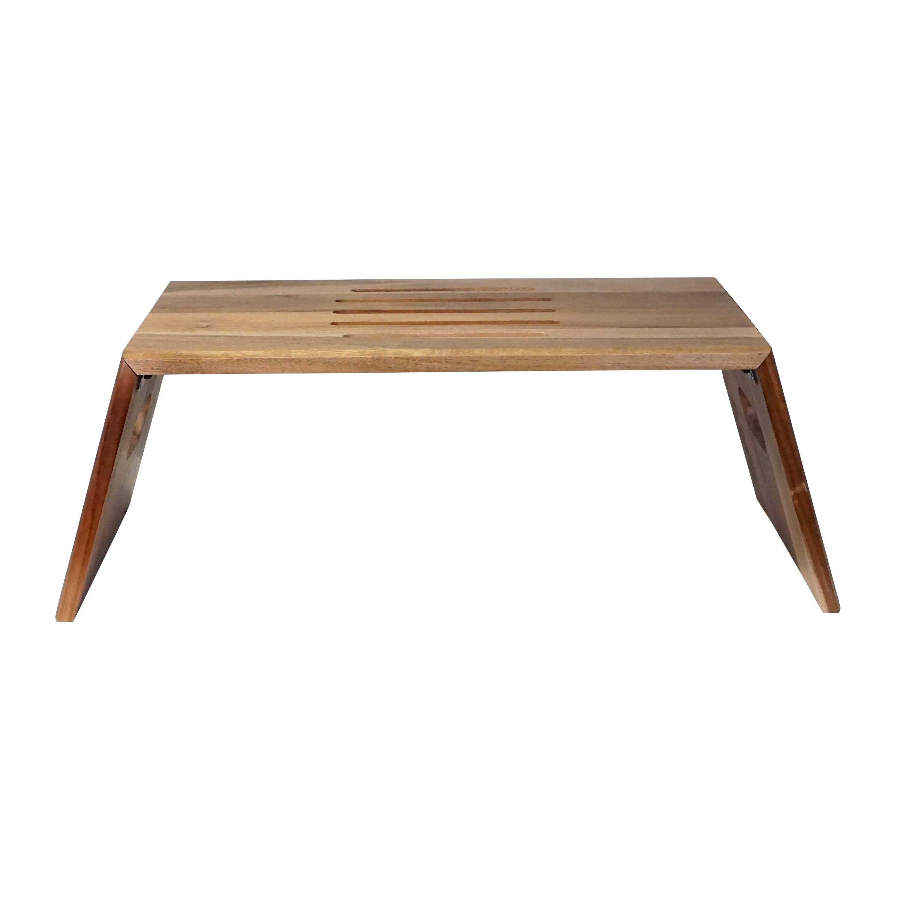 Angle. Victor - Portable Folding Acacia Wood Laptop Desk - Brown.