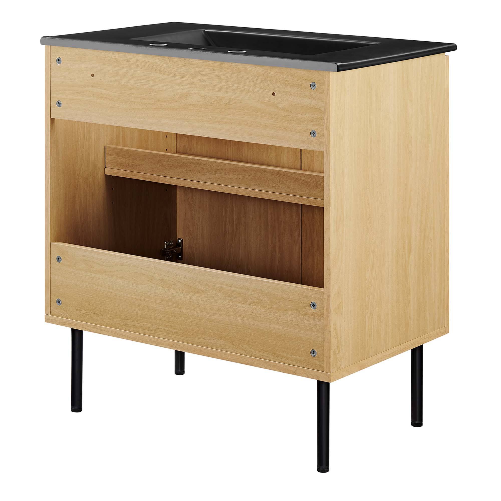 Alt View 5. Modway - Chaucer Bathroom Vanity with Black Basin Included by Modway - Oak Black.