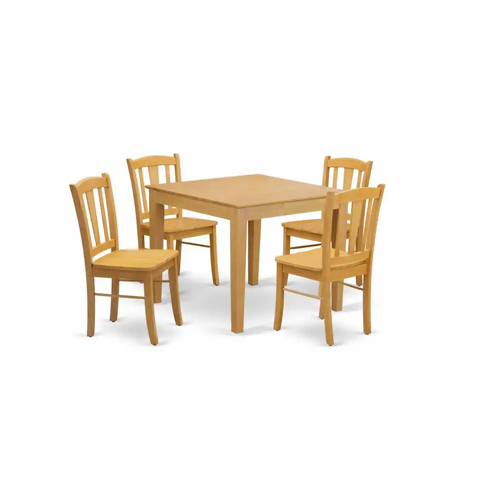 Alt View 4. East West Furniture - OXDL5-OAK-W - 5-Piece Dining Room Table Set- 4 Wooden Chair and Wood Dining Table - Wooden Seat and Slatted Chair Back - Oak.
