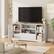 Angle. Acekool - Retro TV Stand for 75 Inch TV Media Console with 2 Glass Cabinets & Open Shelves, White - White.