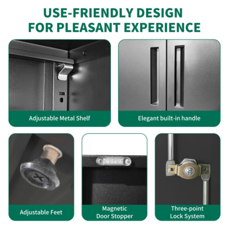 USE-FRIENDLY DESIGN FOR PLEASANT EXPERIENCE

- Adjustable Metal Shelf
- Elegant built-in handle
- Adjustable Feet
- Magnetic Door Stopper
- Three-point Lock System