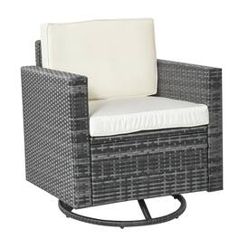 Outsunny - Outdoor Swivel Rocker, PE Wicker Dining Chair, 360 Degree Swivel Patio Glider with Cushions for Backyard, Lawn, Garden - Beige