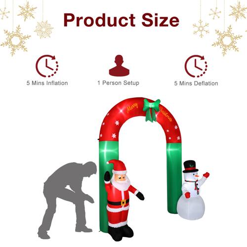Product Size  
5 Mins Inflation  
1 Person Setup  
5 Mins Deflation  
Merry Christmas