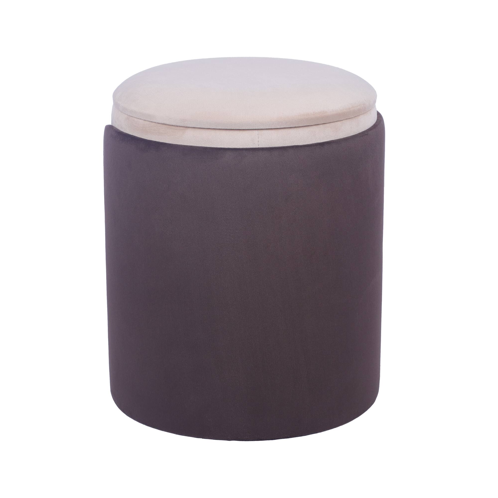 Alt View 5. GOODSILO - Elegant Two-Toned Storage Ottoman and Vanity Stool with Gold Accents - Brown.