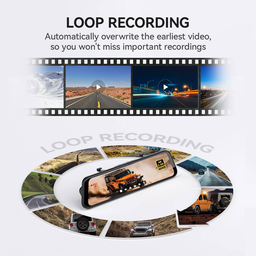 LOOP RECORDING
Automatically overwrite the earliest video, so you won't miss important recordings
LOOP RECORDING
4K 2.5K UHD NT REC