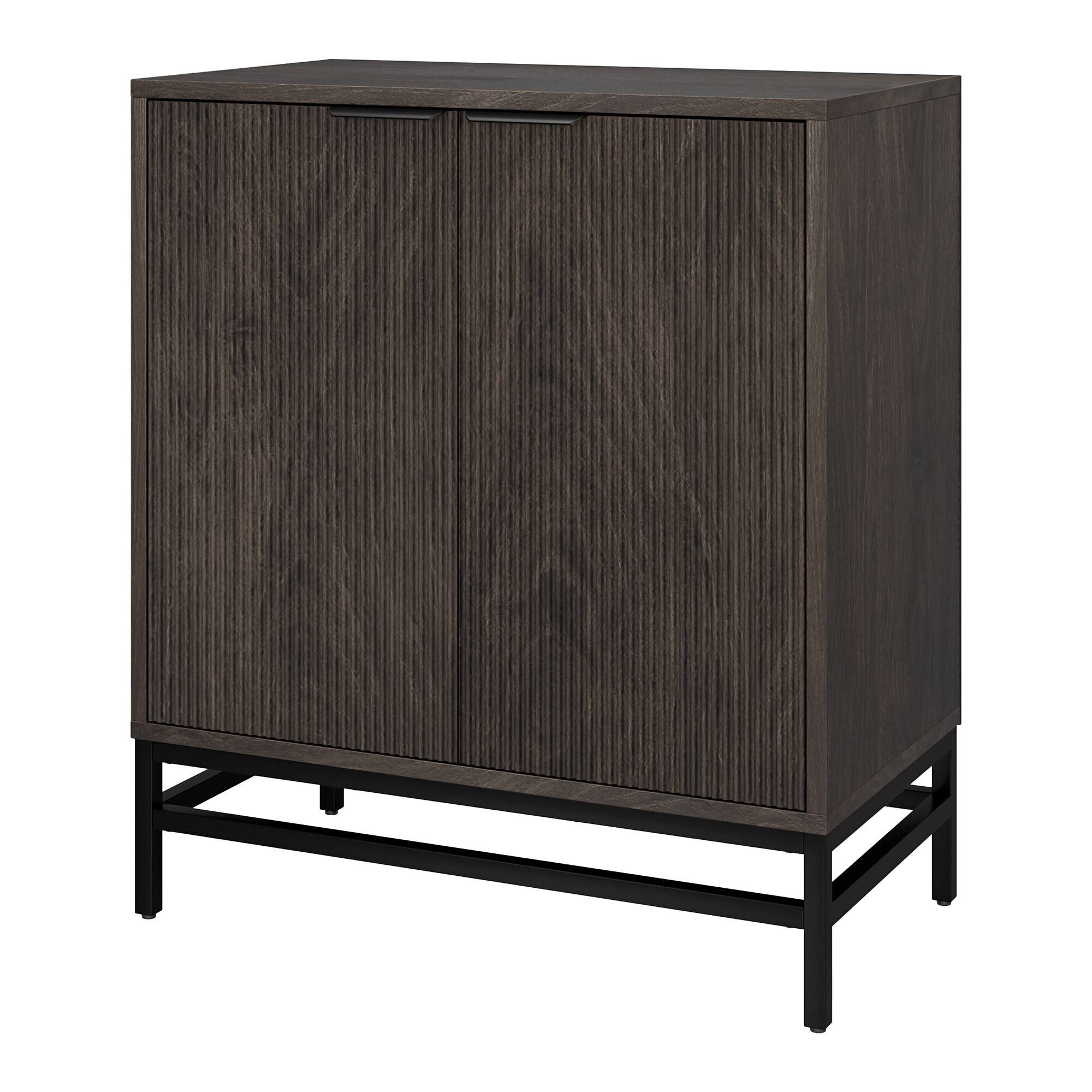 Alt View 1. Hudson&Canal - Montello 28" Wide Rectangular Fluted Accent Cabinet - Brown.