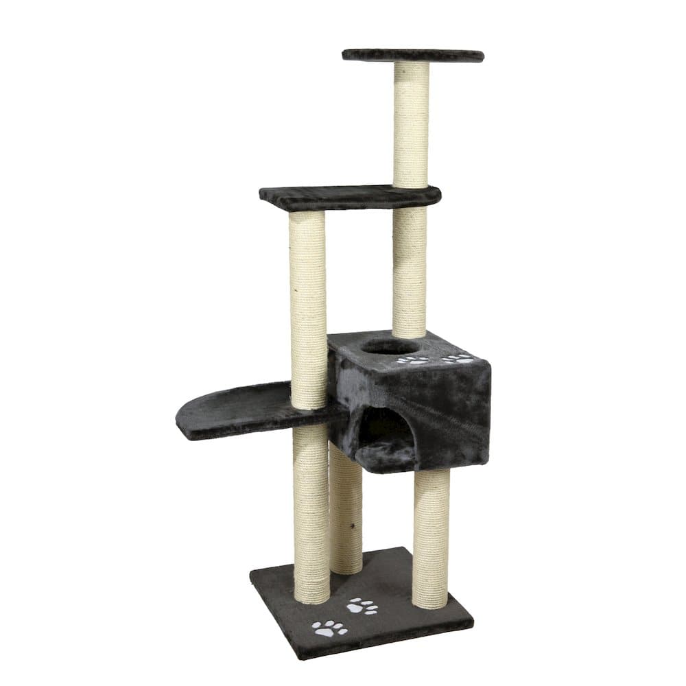 "TRIXIE - Alicante Plush & Sisal 3-Level 56"" Cat Tree with Scratching Posts & Condo, Gray - Dark Gray" price history on PriceWatchPro