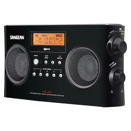 SANGEAN PR-D5 FM STEREO RDS / AM PLL SYNTHESIZED RECEIVER
- ALARM
- FM 100.7 M2
- RDS
- TUNING - AUTO SEEK
- GET
- SLEEP
- STEP
- BAND
- STATION PRESETS 1 2 3 4 5
- CT DISPLAY
- VOLUME
- MIN - MAX