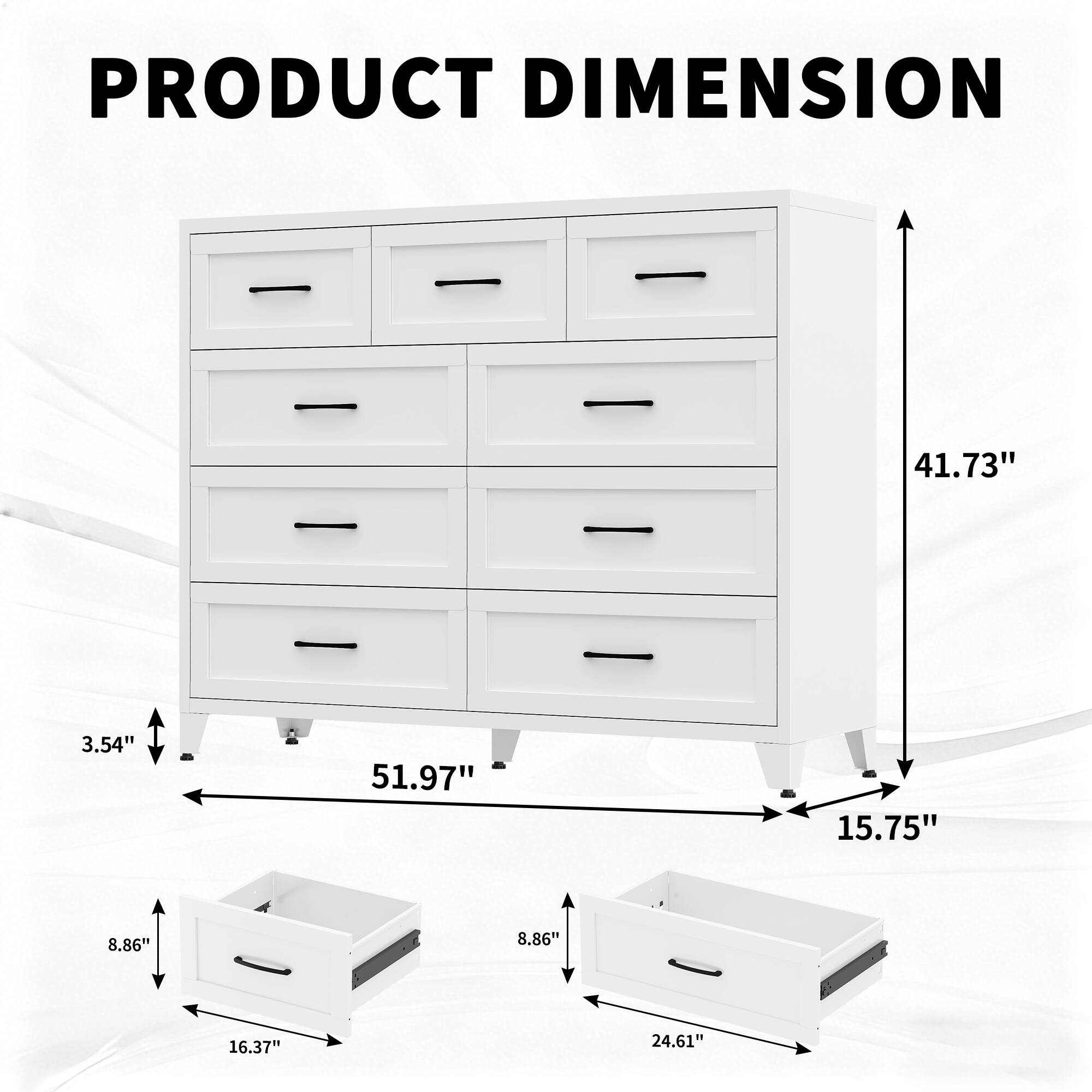 PRODUCT DIMENSION  
41.73" x 3.54" x 51.97" x 15.75" x 8.86" x 8.86" x 16.37" x 24.61"