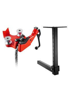 VEVOR - Heavy-Duty Pipe Chain Vise, 1/8" - 5" Pipe Capacity, 26" Rugged Chain & Cast Iron Base, Hitch Mount Vise Plate Holder - Red;Black
