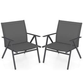 Costway - Patio Chairs Set of 2with Breathable Mesh Fabric and Metal Frame 350LBS Capacity - Gray