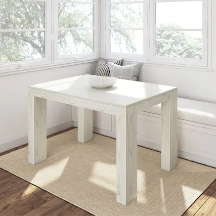 Front. Plank+Beam - Modern Solid Wood Dining Table - 1219mm/48in, White Sand Wirebrush - White Sand Wirebrush.