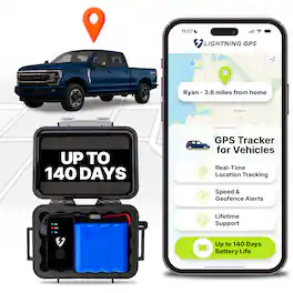 Lightning GPS - GL300 Tracker for Vehicles w/ Magnetic Case & 140-Days Extended Battery - Real-Time GPS Tracking - Subscription Required - Black
