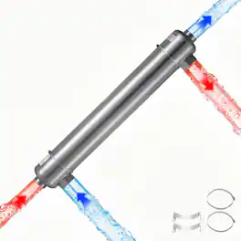 VEVOR - Pool Heat Exchanger, 600K BTU Swimming Pool Heater Exchanger, 316L Stainless Steel Construction, High Efficiency Water - Silver