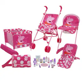509 Crew - Peppa Pig: 21 Piece Doll Play Set - Pink & White Dots