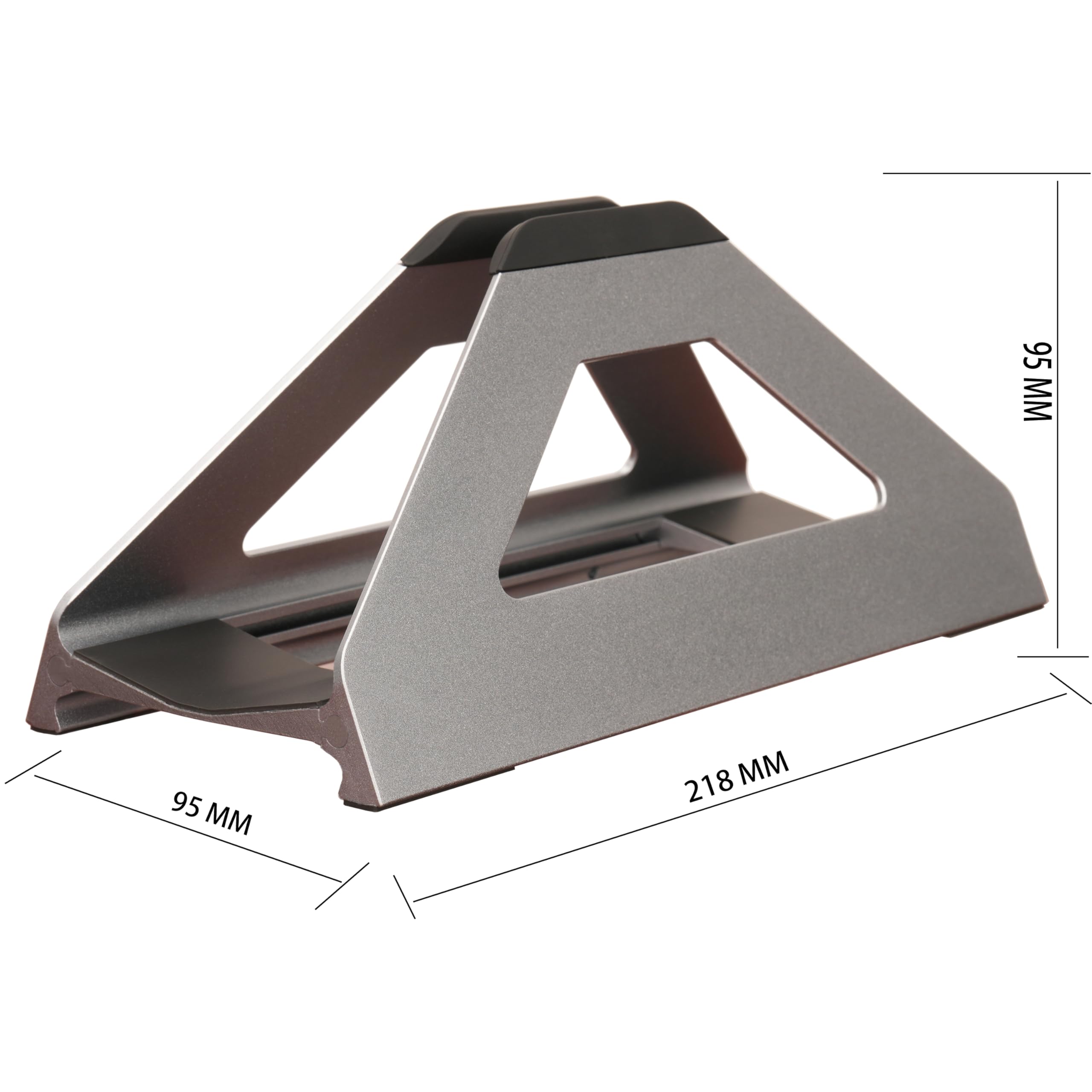 Left. HongFei - Vertical Laptop Stand, Space Saving Holder for MacBook with Tool-Free Width Adjustment, Anodized Aluminum for Desk - Space Gray.