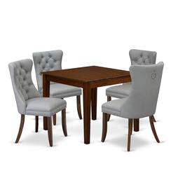 East West Furniture - 5 Piece Dining Room Furniture Set - Antique Walnut