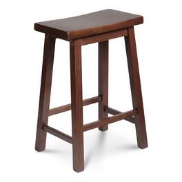 PJ Wood - Classic Saddle-Seat 24 Inch Kitchen, Table, & Bar Counter Stool - Walnut