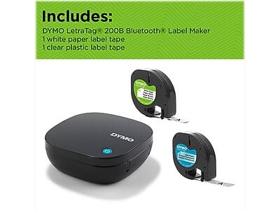 Includes:
DYMO LetraTag® 200B Bluetooth® Label Maker
1 white paper label tape
1 clear plastic label tape